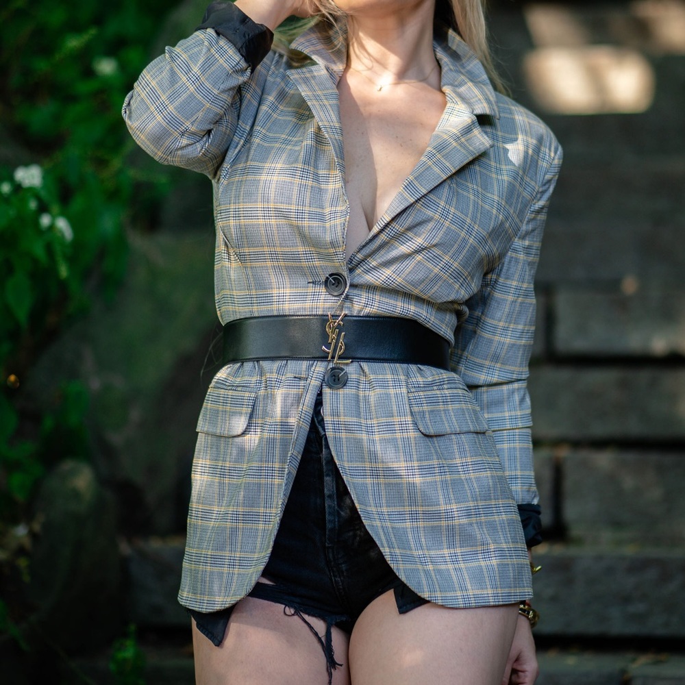 ASOS Tailored pleat waist check Blazer size 4